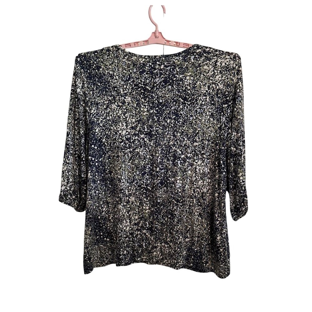CJ Banks Women's 3X Splatter Print 3/4 Sleeve Top Blouse Boho Hippie Cottagecore - Picture 2 of 8